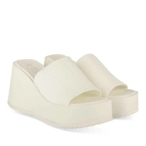 Mules BLANC Femme Motif Uni A Enfiler