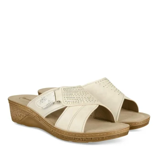 Mules BLANC Femme Motif Uni A Enfiler