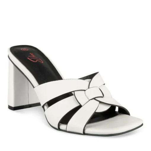 Mules BLANC Femme Motif Uni A Enfiler