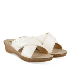 Mules BLANC Femme Motif Uni A Enfiler
