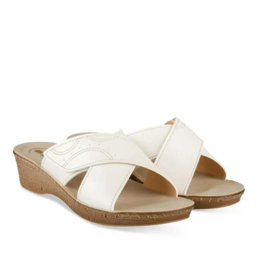 Mules BLANC Femme Motif Uni A Enfiler