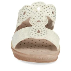 Mules BLANC Femme Motif Uni A Enfiler