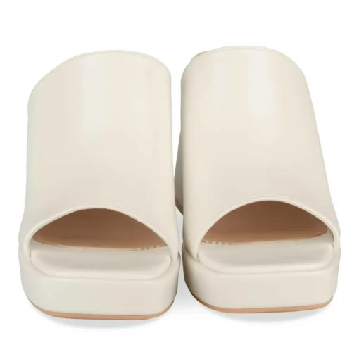 Mules BLANC Femme Motif Uni A Enfiler
