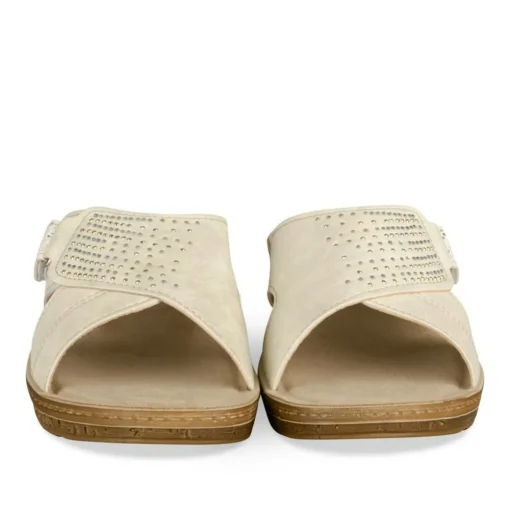 Mules BLANC Femme Motif Uni A Enfiler