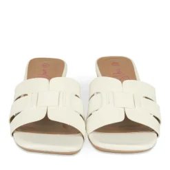 Mules BLANC Femme Motif Uni A Enfiler