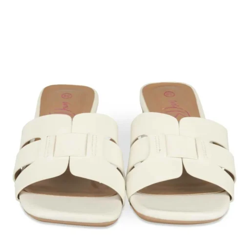 Mules BLANC Femme Motif Uni A Enfiler