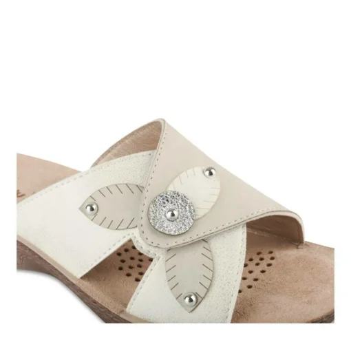 Mules BLANC Femme Motif Uni A Enfiler