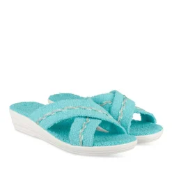 Mules BLEU Femme Motif Uni A Enfiler
