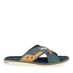 Mules BLEU Homme Motif Uni A Enfiler