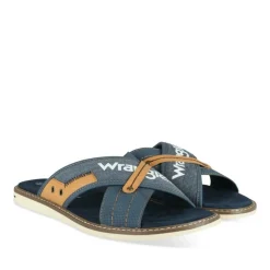 Mules BLEU Homme Motif Uni A Enfiler