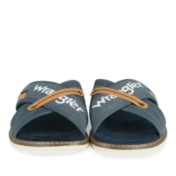 Mules BLEU Homme Motif Uni A Enfiler