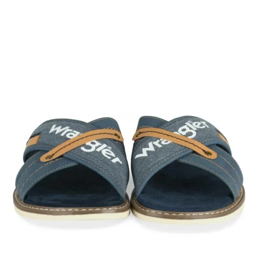 Mules BLEU Homme Motif Uni A Enfiler