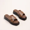 Mules COGNAC Femme CUIR Motif Uni A Enfiler