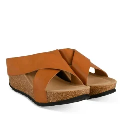 Mules COGNAC Femme Motif Uni A Enfiler
