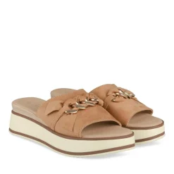 Mules COGNAC Femme Motif Chaîne A Enfiler