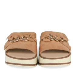 Mules COGNAC Femme Motif Chaîne A Enfiler