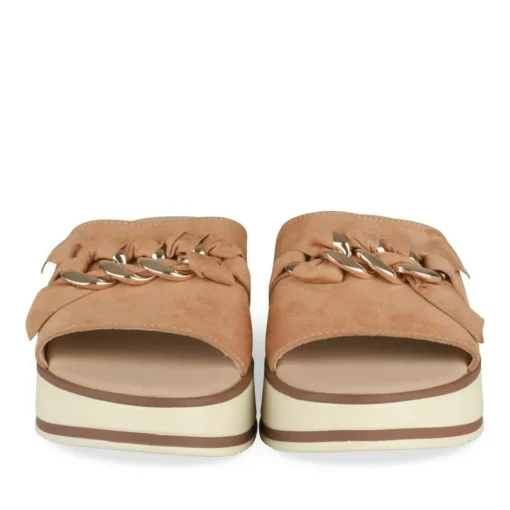 Mules COGNAC Femme Motif Chaîne A Enfiler