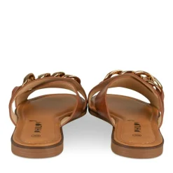 Mules COGNAC Femme Motif Chaîne A Enfiler