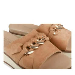 Mules COGNAC Femme Motif Chaîne A Enfiler