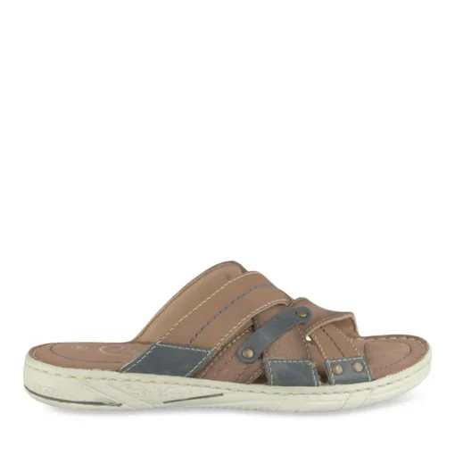 Mules COGNAC Homme CUIR Motif Uni A Enfiler