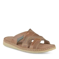 Mules COGNAC Homme CUIR Motif Uni A Enfiler
