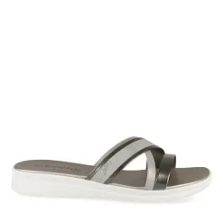 Mules Confort ARGENT Femme Motif Uni A Enfiler