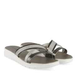 Mules Confort ARGENT Femme Motif Uni A Enfiler
