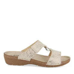 Mules Confort BEIGE Femme CUIR Motif Uni A Enfiler