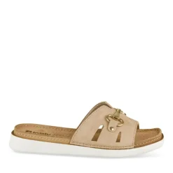 Mules Confort BEIGE Femme Motif Uni A Enfiler