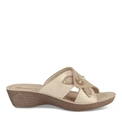 Mules Confort BEIGE Femme Motif Uni A Enfiler