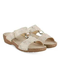 Mules Confort BEIGE Femme CUIR Motif Uni A Enfiler