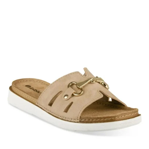 Mules Confort BEIGE Femme Motif Uni A Enfiler
