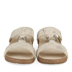 Mules Confort BEIGE Femme CUIR Motif Uni A Enfiler