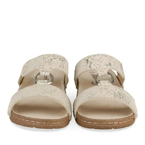 Mules Confort BEIGE Femme CUIR Motif Uni A Enfiler