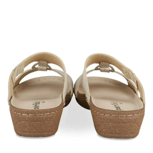 Mules Confort BEIGE Femme CUIR Motif Uni A Enfiler