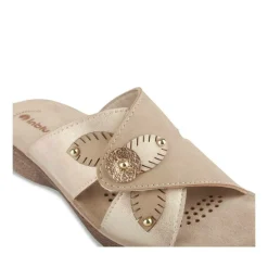 Mules Confort BEIGE Femme Motif Uni A Enfiler