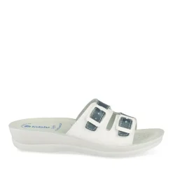 Mules Confort BLANC Femme Motif Uni A Enfiler