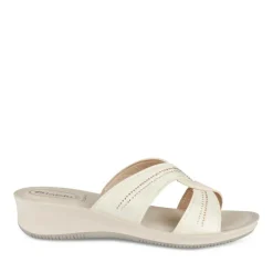 Mules Confort BLANC Femme Motif Uni A Enfiler
