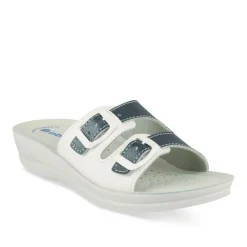 Mules Confort BLANC Femme Motif Uni A Enfiler