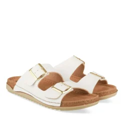 Mules Confort BLANC Femme Motif Uni A Enfiler