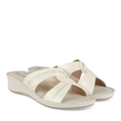 Mules Confort BLANC Femme Motif Uni A Enfiler