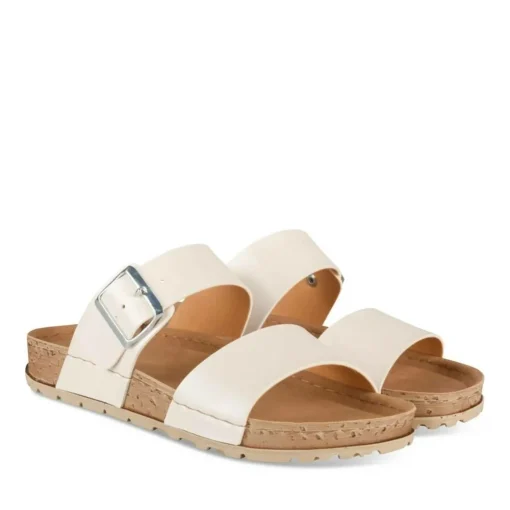 Mules Confort BLANC Femme Motif Uni A Enfiler