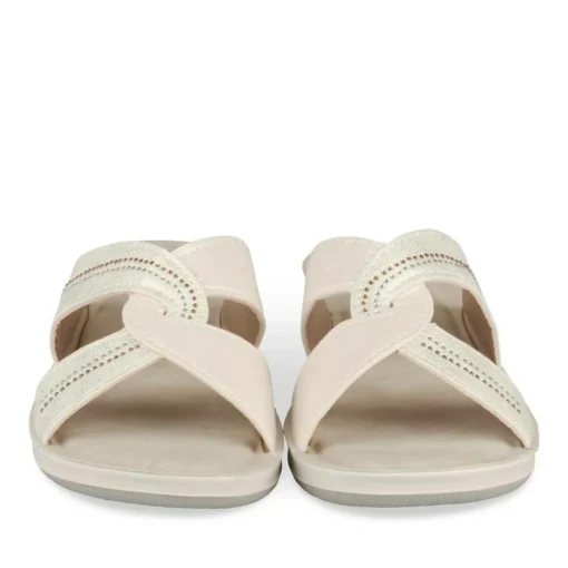 Mules Confort BLANC Femme Motif Uni A Enfiler