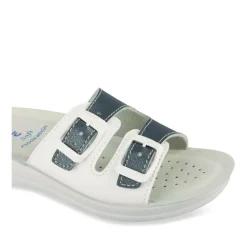Mules Confort BLANC Femme Motif Uni A Enfiler