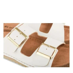 Mules Confort BLANC Femme Motif Uni A Enfiler