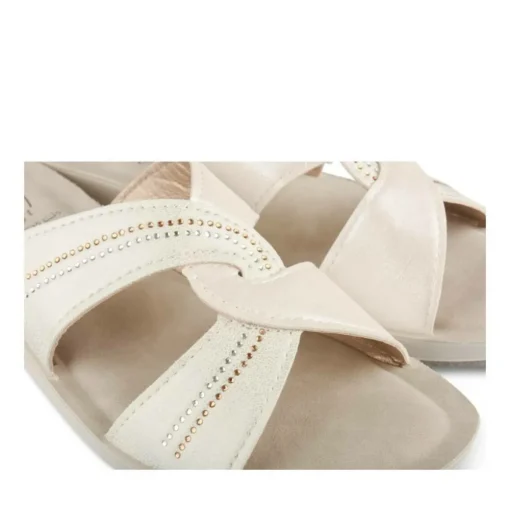 Mules Confort BLANC Femme Motif Uni A Enfiler