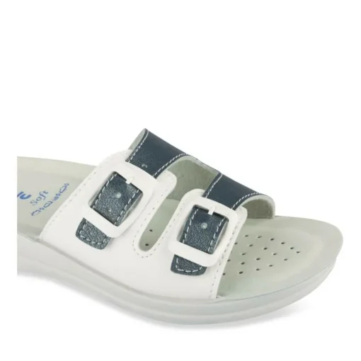 Mules Confort BLANC Femme Motif Uni A Enfiler
