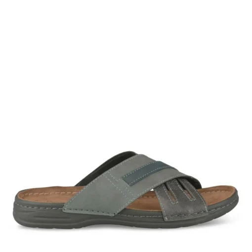Mules Confort GRIS Homme Motif Uni A Enfiler