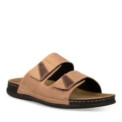 Mules Confort MARRON Homme CUIR Motif Uni Scratch