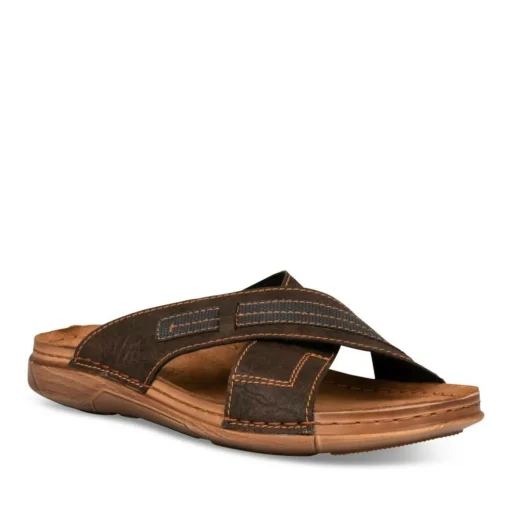 Mules Confort MARRON Homme Motif Uni